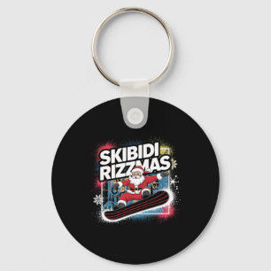 Skibidi Rizzmas Snowboarding Santa Funny Xmas Chri Key Ring