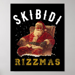 Skibidi Rizzmas Vintage Santa Hat Cool Christmas G Poster