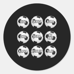Skibidi Soccer Rizzler Sigma Boy Rizz Soccer Funny Classic Round Sticker
