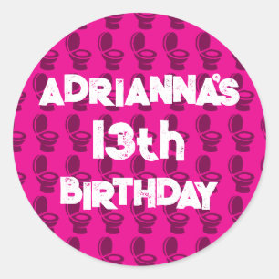 Skibidi Toilet Pink Birthday Party Classic Round Sticker