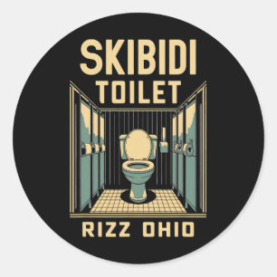 Skibidi Toilet Rizz Ohio Funny Meme Retro Vintage  Classic Round Sticker