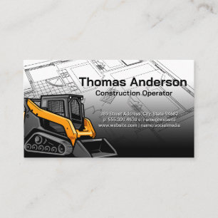 Skid Steer Construction Blueprints Business Card