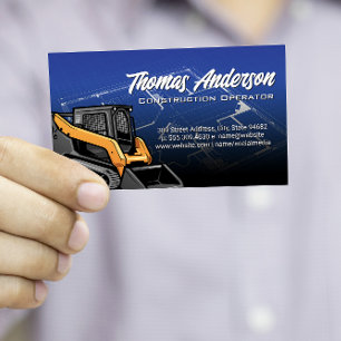 Skid Steer Construction Blueprints Business Card