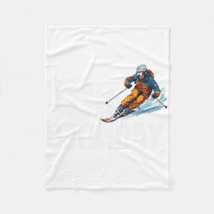 Skier 10th Birthday Ski Boy Girl 10th Birthday Ski Fleece Blanket