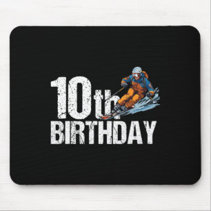 Skier 10th Birthday Ski Boy Girl 10th Birthday Ski Mouse Pad