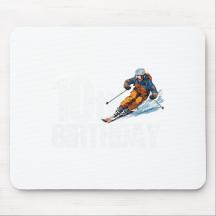 Skier 10th Birthday Ski Boy Girl 10th Birthday Ski Mouse Pad