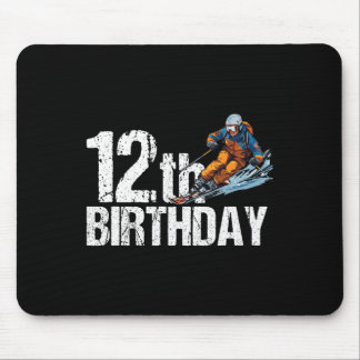 Skier 12th Birthday Ski Boy Girl 12th Birthday Ski Mouse Pad