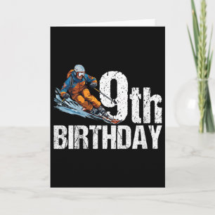 Skier 9th Birthday Ski Boy Girl 9th Birthday Skiin Card