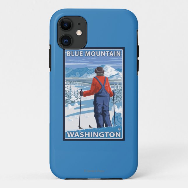 Skier Admiring - Blue Mountain, Washington Case-Mate iPhone Case (Back)