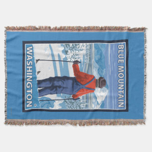 Skier Admiring - Blue Mountain, Washington Throw Blanket