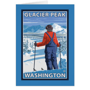 Skier Admiring - Glacier Peak, Washington
