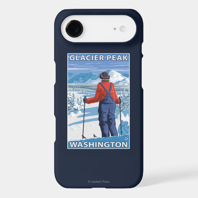 Skier Admiring - Glacier Peak, Washington Case-Mate iPhone Case (Back)