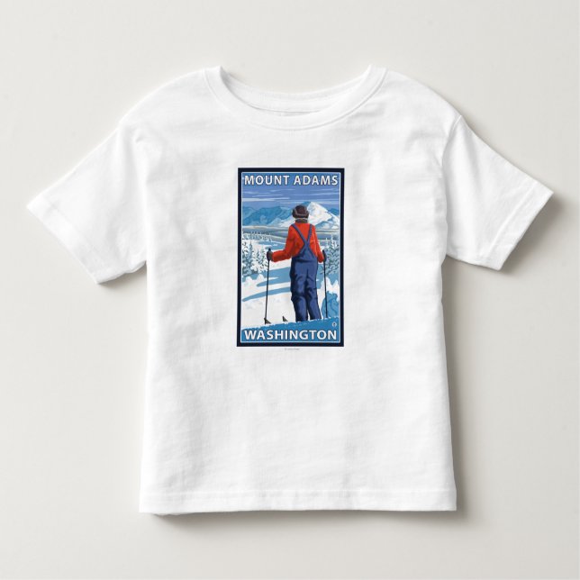 Skier Admiring - Mount Adams, Washington Toddler T-Shirt (Front)
