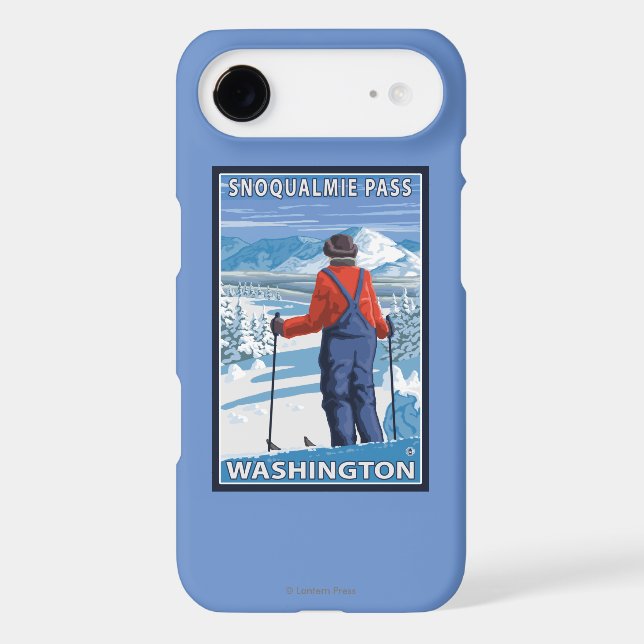 Skier Admiring - Snoqualmie Pass, Washington Case-Mate iPhone Case (Back)