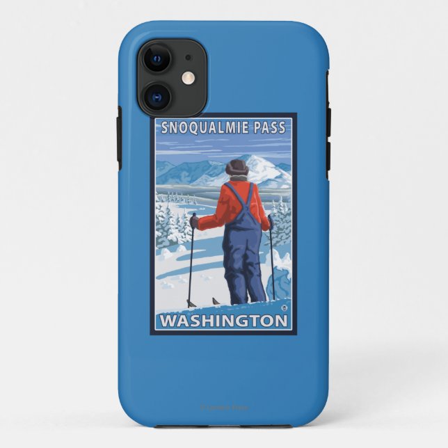 Skier Admiring - Snoqualmie Pass, Washington Case-Mate iPhone Case (Back)