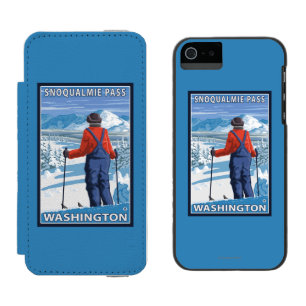 Skier Admiring - Snoqualmie Pass, Washington Incipio Watson™ iPhone 5 Wallet Case