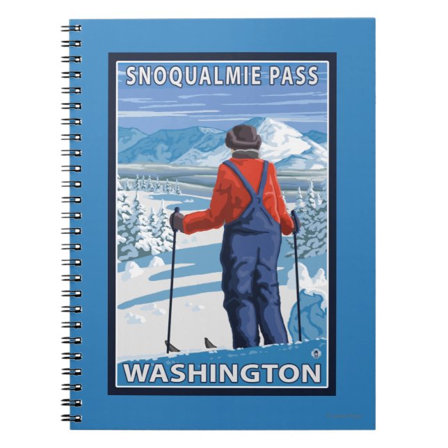Skier Admiring - Snoqualmie Pass, Washington Notebook (Front)