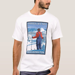 Skier Admiring - Snoqualmie Pass, Washington T-Shirt