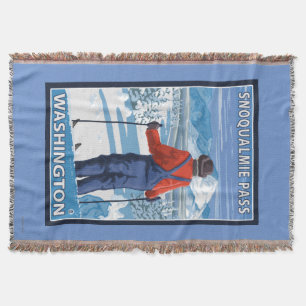 Skier Admiring - Snoqualmie Pass, Washington Throw Blanket