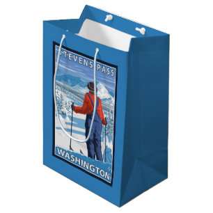 Skier Admiring - Stevens Pass, Washington Medium Gift Bag