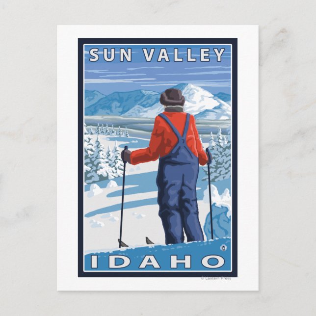 Skier Admiring - Sun Valley, Idaho Postcard (Front)