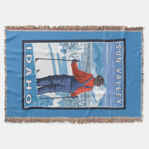 Skier Admiring - Sun Valley, Idaho Throw Blanket