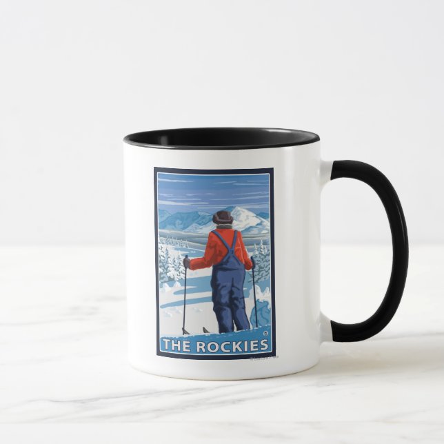 Skier Admiring - The Rockies Mug (Right)
