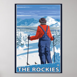 Skier Admiring - The Rockies Poster
