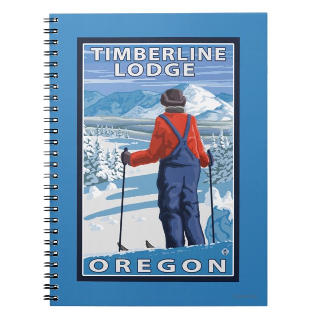 Skier Admiring - Timberline Lodge, Oregon Notebook (Front)