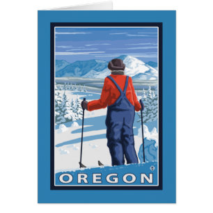 Skier Admiring- Vintage Travel Poster
