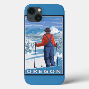 Skier Admiring- Vintage Travel Poster iPhone 13 Case