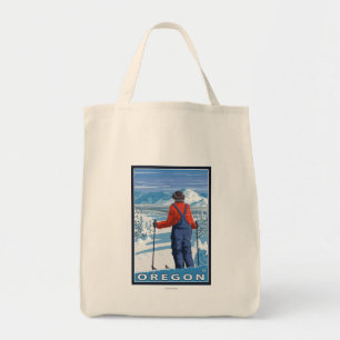 Skier Admiring- Vintage Travel Poster Tote Bag