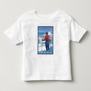 Skier AdmiringIdahoVintage Travel Poster Toddler T-Shirt