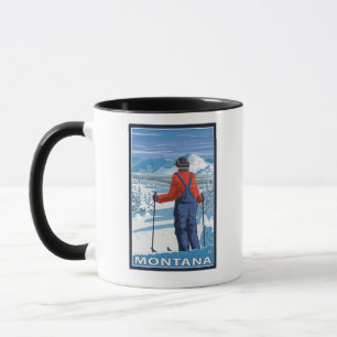 Skier AdmiringMontanaVintage Travel Poster Mug