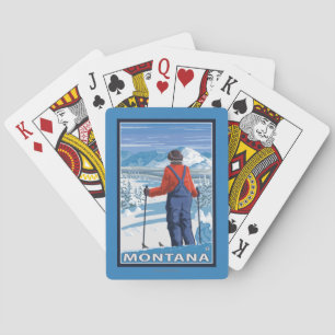 Skier AdmiringMontanaVintage Travel Poster Playing Cards