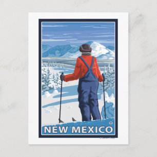 Skier AdmiringNew Mexico Postcard