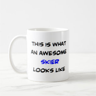 skier, awesome coffee mug