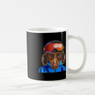 Skier Brown Dachshund Snowboarding Pocket Coffee Mug