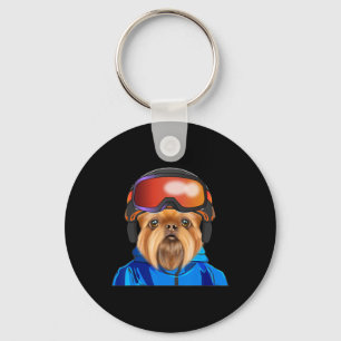 Skier Brussels Griffon Snowboarding Dog Key Ring