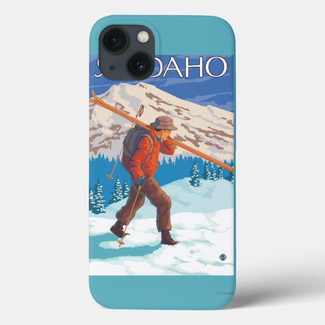 Skier Carrying Snow Skis - Idaho Case-Mate iPhone Case (Back)