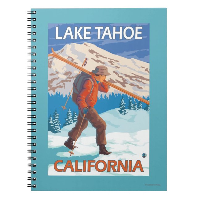 Skier Carrying Snow Skis - Lake Tahoe, Californi Notebook (Front)