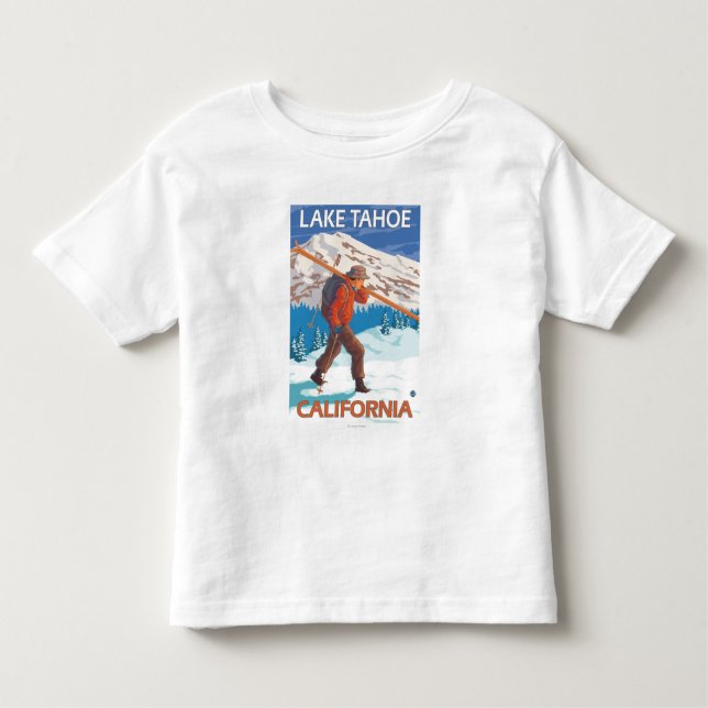 Skier Carrying Snow Skis - Lake Tahoe, Californi Toddler T-Shirt (Front)