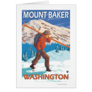 Skier Carrying Snow Skis - Mount Baker, WA