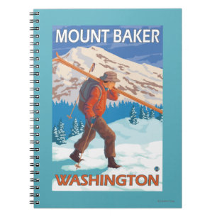 Skier Carrying Snow Skis - Mount Baker, WA Notebook