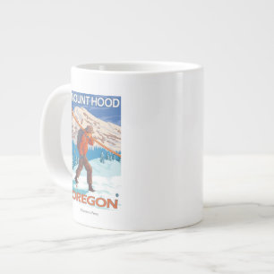 Skier Carrying Snow Skis - Mount Hood, OR Large Coffee Mug