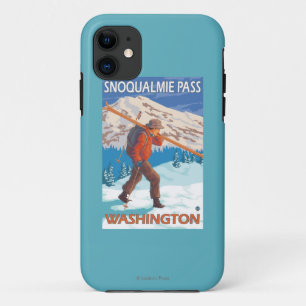 Skier Carrying Snow Skis - Snoqualmie Pass, WA iPhone 11 Case