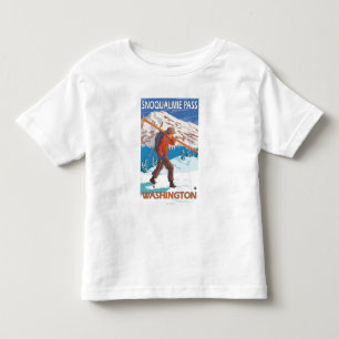 Skier Carrying Snow Skis - Snoqualmie Pass, WA Toddler T-Shirt