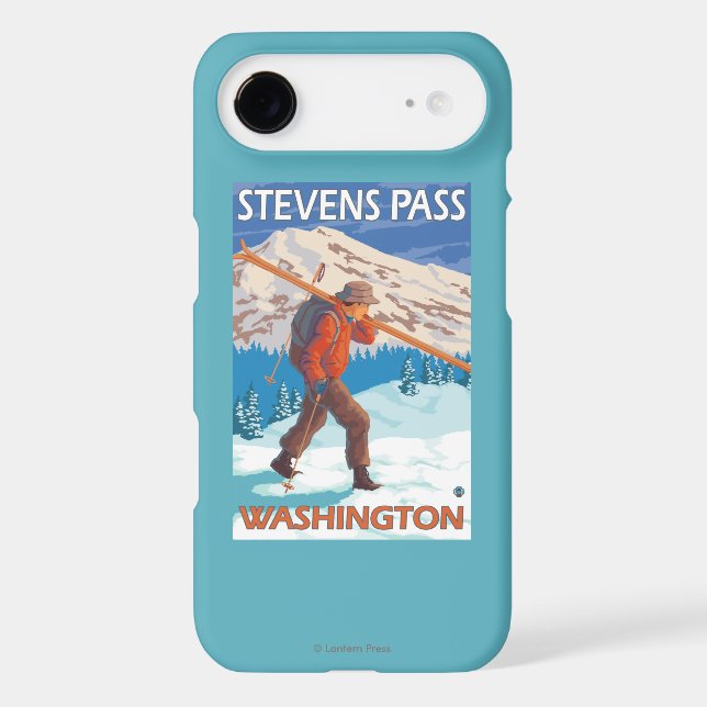 Skier Carrying Snow Skis - Stevens Pass, WA Case-Mate iPhone Case (Back)