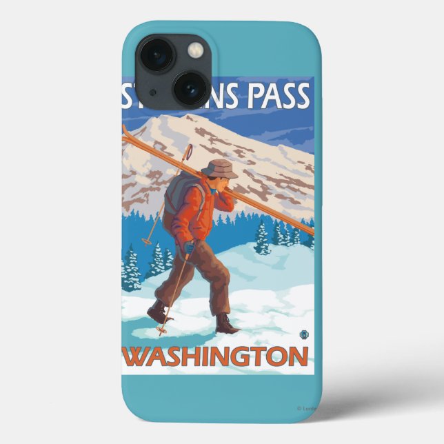 Skier Carrying Snow Skis - Stevens Pass, WA Case-Mate iPhone Case (Back)