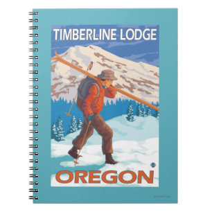 Skier Carrying Snow Skis - Timberline Lodge, OR Notebook